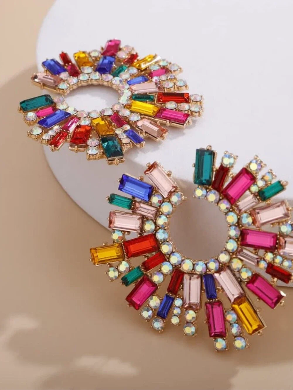 Statement Rhinestone Earrings Color Crystal